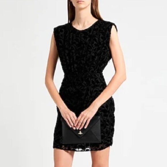 The Kooples Short Black Devoré Velvet Burnout Mini Dress FR 2 /US 6 - Picture 1 of 6